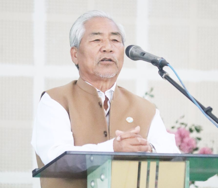 Azheto Chophy addressing the gathering at the 15th Naga Unification Anniversary celebration at Council Headquarters (CHQ), Naga Unification Camp, Khehoyi on November 22. (Photo Courtesy: GPRN/NSCN MIP)
